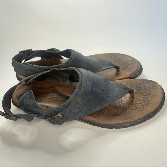 Born Leather Sandals Womens Size 9 Blue Juney Ankle Straps Flats Slingback Wedge - Picture 3 of 12